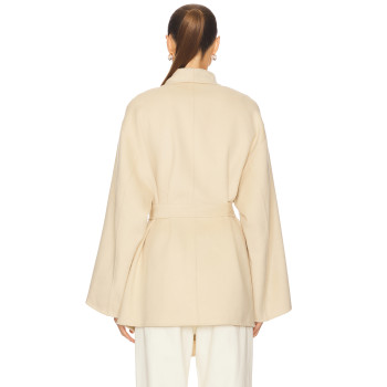 Elegant Delicate Wide lapel Belt trims Hot sale High V neckline Graceful Woman's Coat