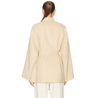 Elegant Delicate Wide lapel Belt trims Hot sale High V neckline Graceful Woman's Coat