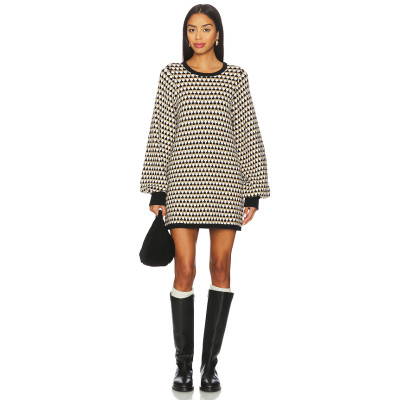 Long sleeve Round neckline Sweet Hot sale High quality Ladies Fashion Mini Dress