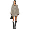 Long sleeve Round neckline Sweet Hot sale High quality Ladies Fashion Mini Dress