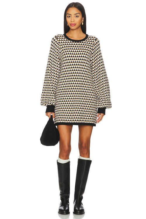 Long sleeve Round neckline Sweet Hot sale High quality Ladies Fashion Mini Dress