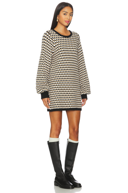 Long sleeve Round neckline Sweet Hot sale High quality Ladies Fashion Mini Dress