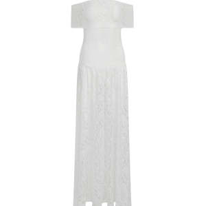 Elegant Delicate Off shoulder Feminine Drop waist High quality Woman's Lace Dress