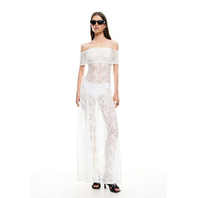 Elegant Delicate Off shoulder Feminine Drop waist High quality Woman's Lace Dress