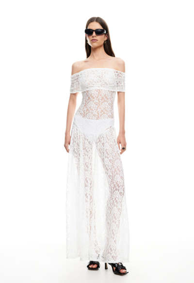 Elegant Delicate Off shoulder Feminine Drop waist High quality Woman's Lace Dress