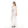 Elegant Delicate Off shoulder Feminine Drop waist High quality Woman's Lace Dress