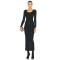 Bodycon Square neckline High quality Long sleeves Diamond Decoration Woman's Maxi Dress