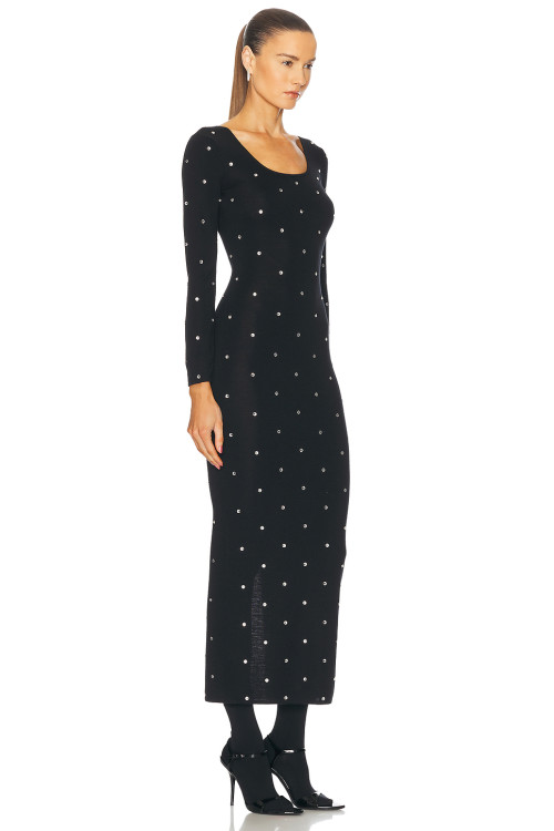 Bodycon Square neckline High quality Long sleeves Diamond Decoration Woman's Maxi Dress