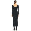 Bodycon Square neckline High quality Long sleeves Diamond Decoration Woman's Maxi Dress