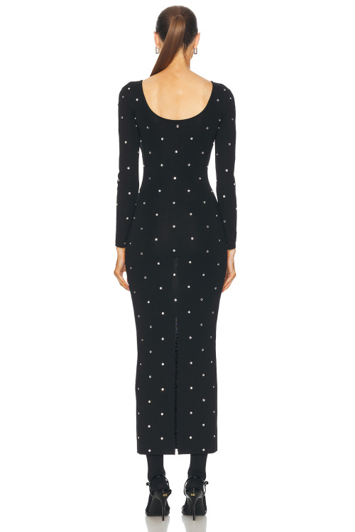 Bodycon Square neckline High quality Long sleeves Diamond Decoration Woman's Maxi Dress
