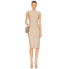 High neckline Sleeveless Bodycon Cut out Horizontal striping details Woman's Midi Dress