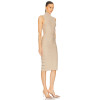 High neckline Sleeveless Bodycon Cut out Horizontal striping details Woman's Midi Dress