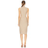 High neckline Sleeveless Bodycon Cut out Horizontal striping details Woman's Midi Dress