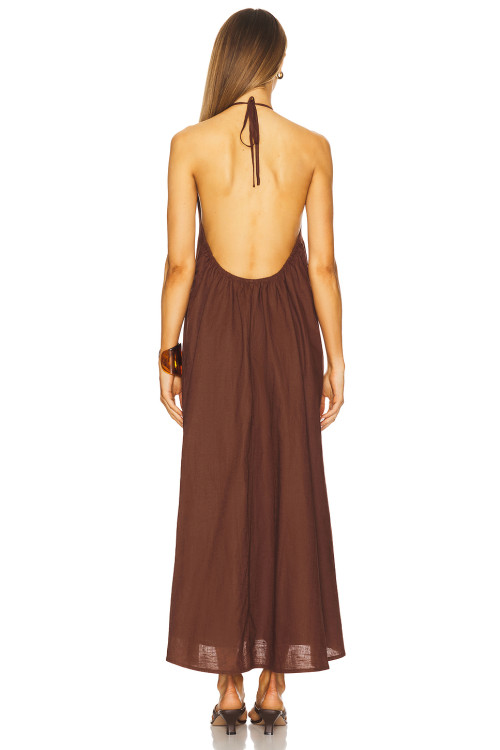 Halter neckline Elegant Open back Charming Fashionable Exquisite Woman's Midi Dress