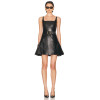 Leather Square neckline Luxurious Thin shoulder straps Fashionable Woman's Mini Dress