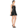 Leather Square neckline Luxurious Thin shoulder straps Fashionable Woman's Mini Dress