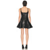 Leather Square neckline Luxurious Thin shoulder straps Fashionable Woman's Mini Dress
