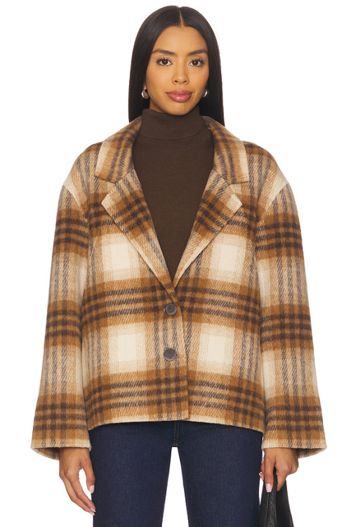 Classical Checkered pattern Formal Notched lapel collar Oversized Woman's Fashion Coats