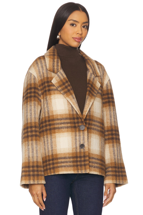 Classical Checkered pattern Formal Notched lapel collar Oversized Woman's Fashion Coats