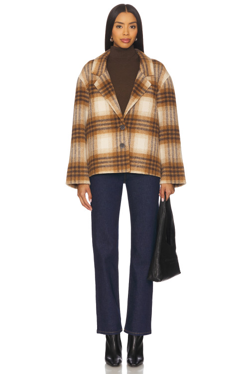 Classical Checkered pattern Formal Notched lapel collar Oversized Woman's Fashion Coats