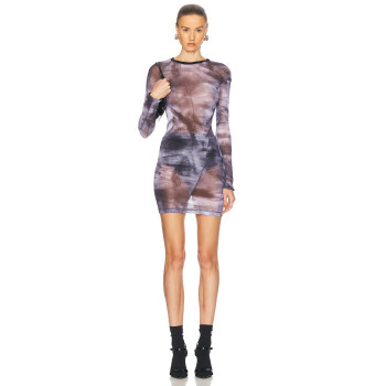 New Fashion See through Sexy Bodycon Long sleeves High quality Woman's Mini Dress