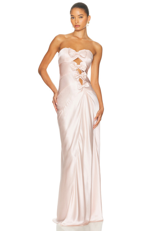 Feminine Open back Cut out Bow detail Delicate Elegant Woman's Off shoulder Dress