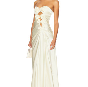 Feminine Open back Cut out Bow detail Delicate Elegant Woman's Off shoulder Dress