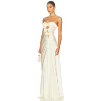 Feminine Open back Cut out Bow detail Delicate Elegant Woman's Off shoulder Dress