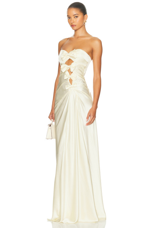 Feminine Open back Cut out Bow detail Delicate Elegant Woman's Off shoulder Dress