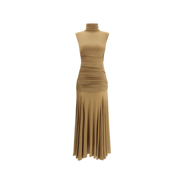 Fashionable High quality Woman's Sexy High neckline Sleeveless Bodycon Long Dress