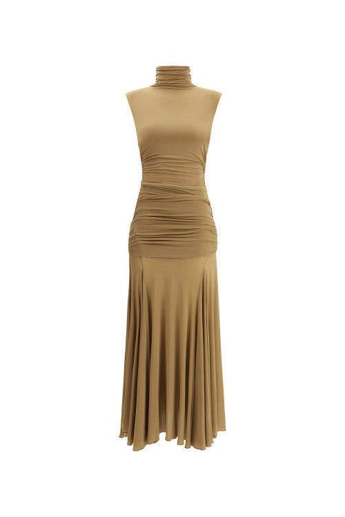Fashionable High quality Woman's Sexy High neckline Sleeveless Bodycon Long Dress