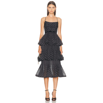 Polka dot Multi layer Camisole Delicate Elegant Charming Customized Woman's Midi Dress