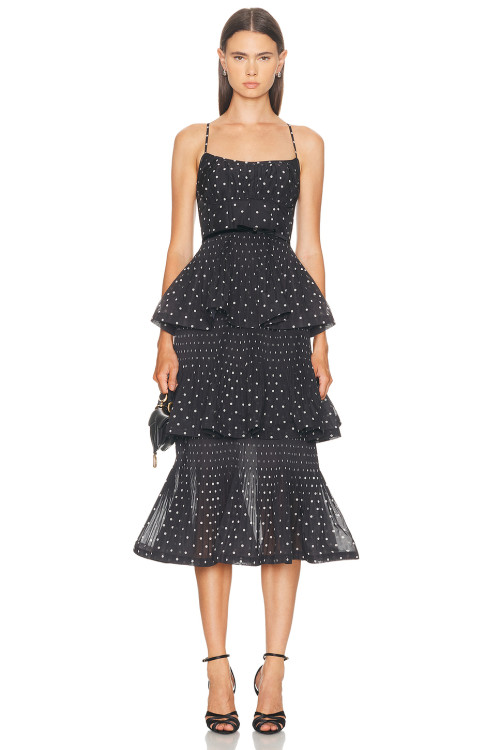Polka dot Multi layer Camisole Delicate Elegant Charming Customized Woman's Midi Dress