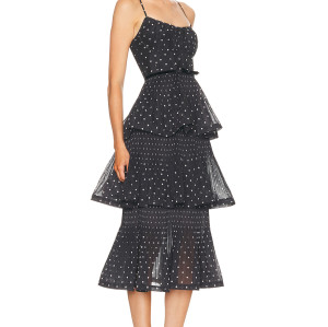 Polka dot Multi layer Camisole Delicate Elegant Charming Customized Woman's Midi Dress