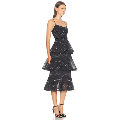 Polka dot Multi layer Camisole Delicate Elegant Charming Customized Woman's Midi Dress