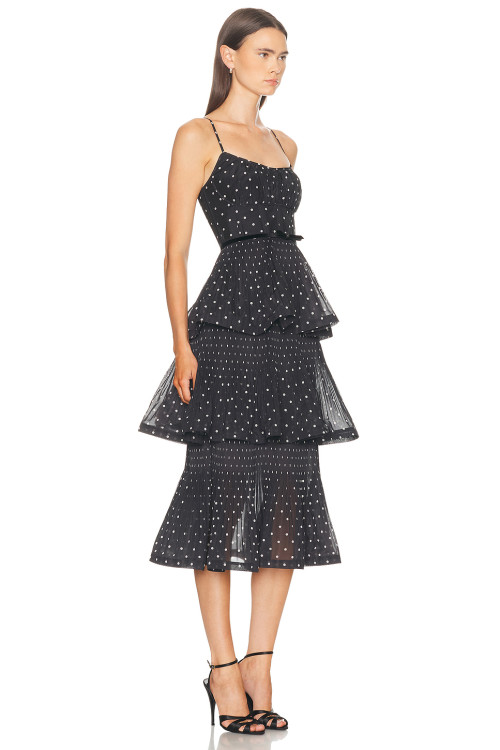 Polka dot Multi layer Camisole Delicate Elegant Charming Customized Woman's Midi Dress