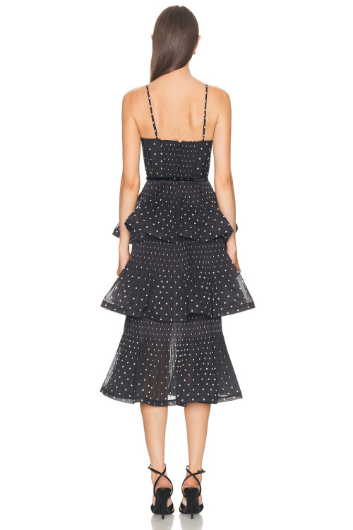 Polka dot Multi layer Camisole Delicate Elegant Charming Customized Woman's Midi Dress