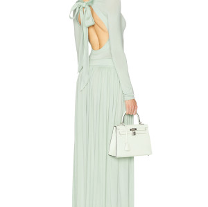 Elegant Open back Long sleeve Charming Round neckline Fitted bodies Woman's Long Dress