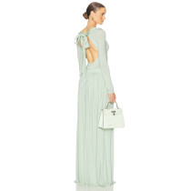Elegant Open back Long sleeve Charming Round neckline Fitted bodies Woman's Long Dress