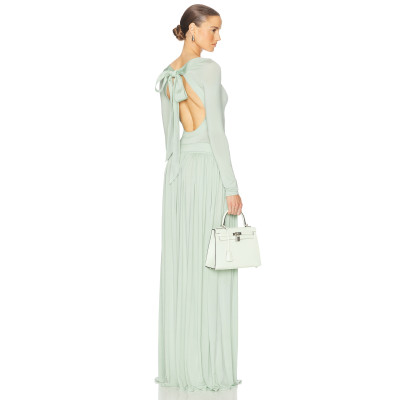 Elegant Open back Long sleeve Charming Round neckline Fitted bodies Woman's Long Dress