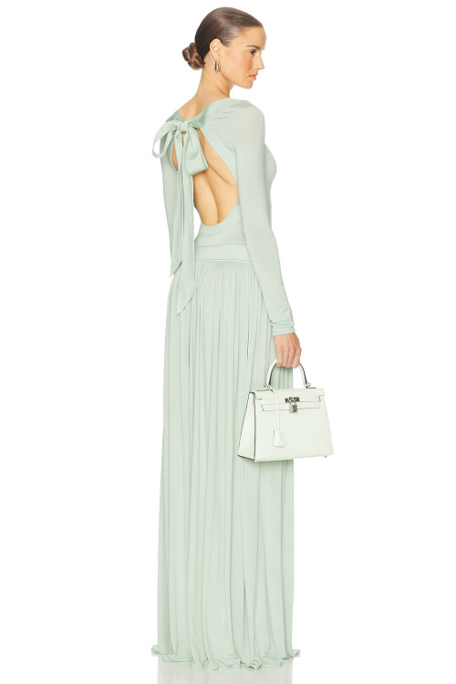 Elegant Open back Long sleeve Charming Round neckline Fitted bodies Woman's Long Dress