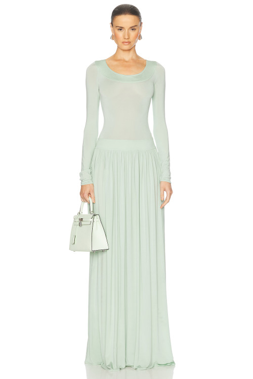 Elegant Open back Long sleeve Charming Round neckline Fitted bodies Woman's Long Dress