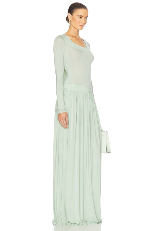 Elegant Open back Long sleeve Charming Round neckline Fitted bodies Woman's Long Dress