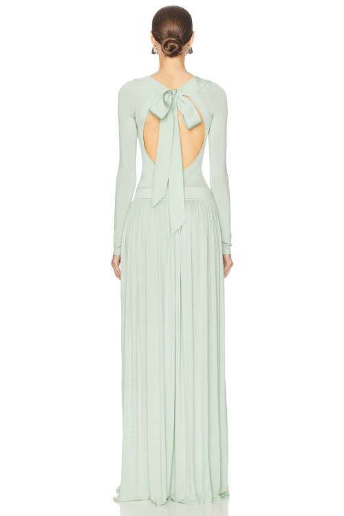 Elegant Open back Long sleeve Charming Round neckline Fitted bodies Woman's Long Dress