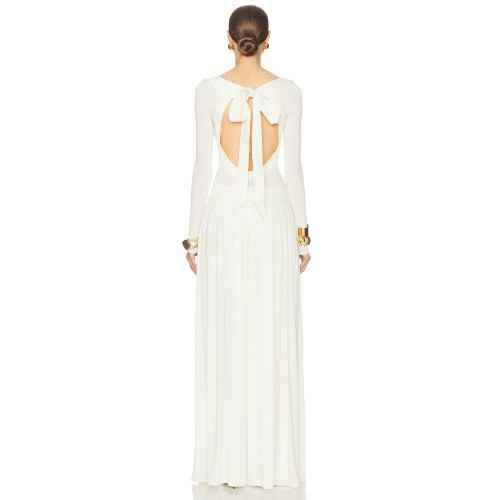 Elegant Open back Long sleeve Charming Round neckline Fitted bodies Woman's Long Dress