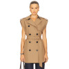 Formal Structured Short sleeves Lapel Epaulette High quality Woman's Midi Trench Vest