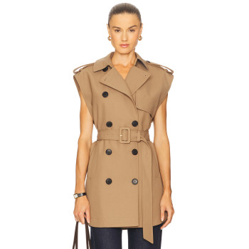Formal Structured Short sleeves Lapel Epaulette High quality Woman's Midi Trench Vest