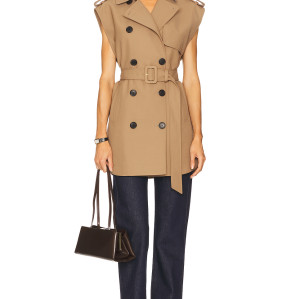 Formal Structured Short sleeves Lapel Epaulette High quality Woman's Midi Trench Vest