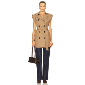 Formal Structured Short sleeves Lapel Epaulette High quality Woman's Midi Trench Vest