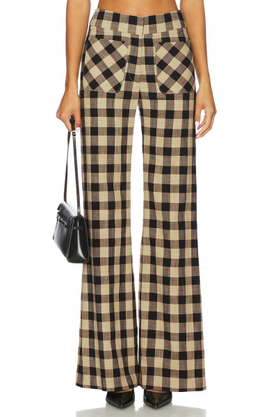 Checkered pattern Luxurious High waisted Slim Formal style Elegant Delicate Woman's Pants